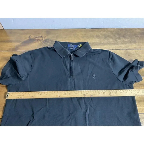 Ralph Lauren Zip Polo Short Sleeve Classic Fit Shirt Black Stretch Mesh Size L - Picture 5 of 7